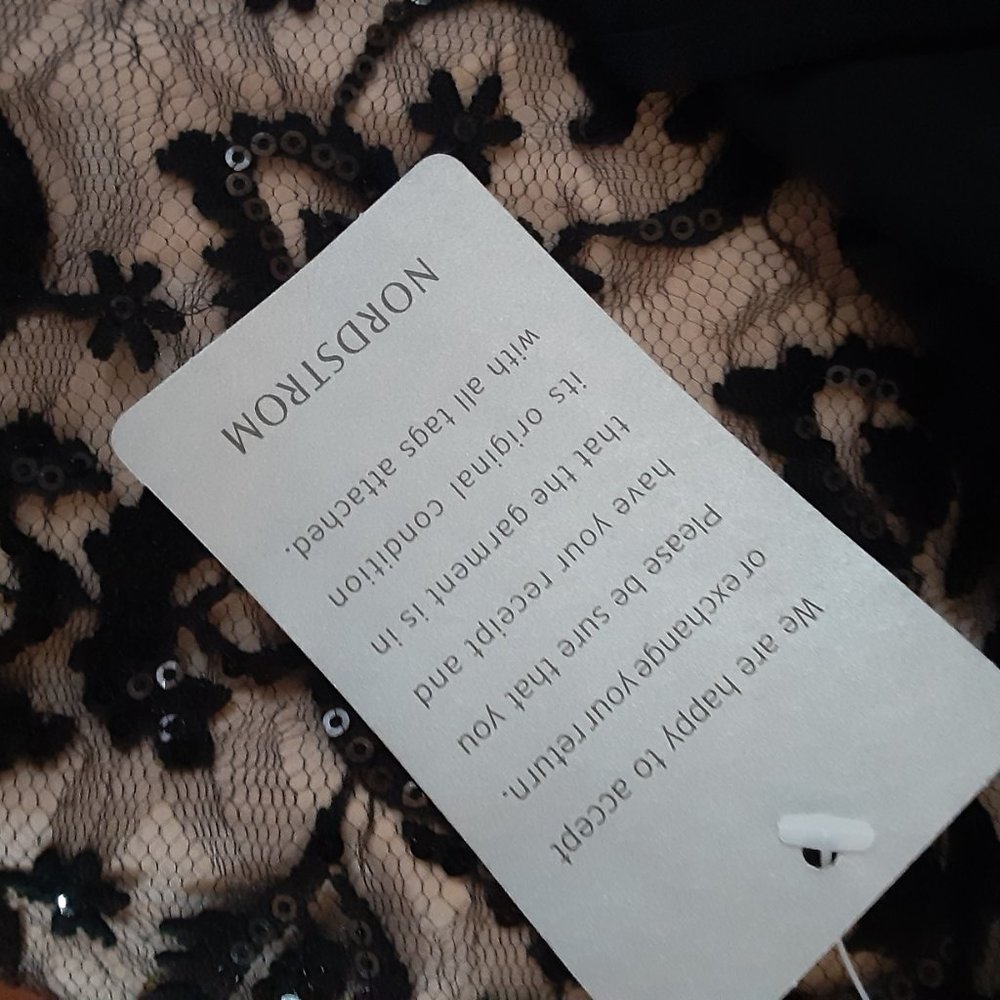 Aidan Mattox - Embroidered Chiffon Blouson Black/Nude Short Dress - Picture 10 of 14